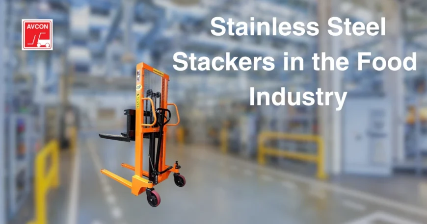 Avcon stainless steel stacker designed for hygienic material handling in the food industry