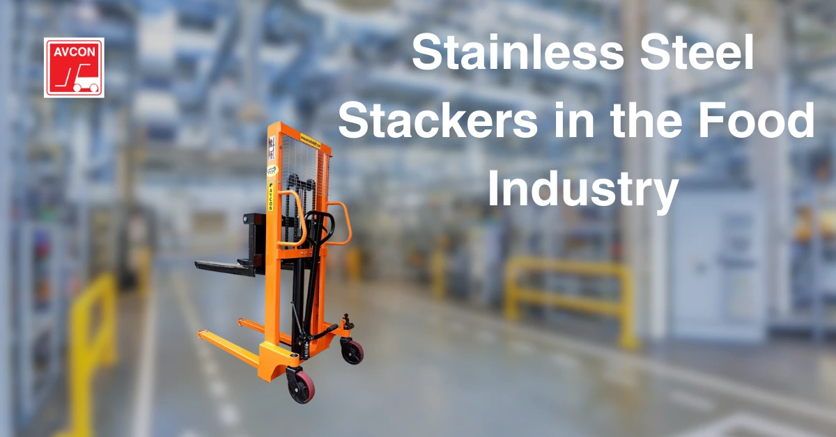 Avcon stainless steel stacker designed for hygienic material handling in the food industry