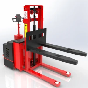 Electric stacker with stand-on platform by Avcon for industrial material handling